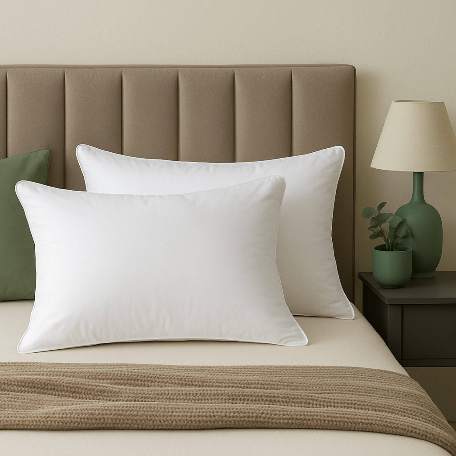 White Duck Feather And Down Pillow Pair
