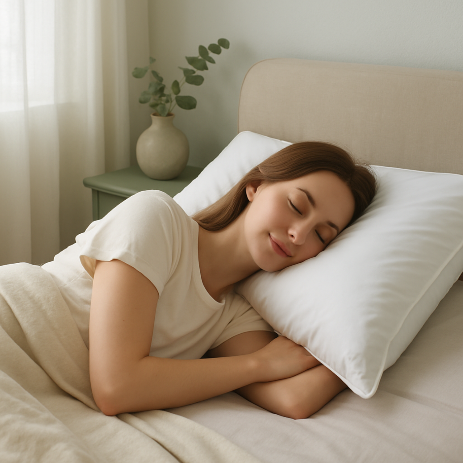White Duck Feather And Down Pillow Pair