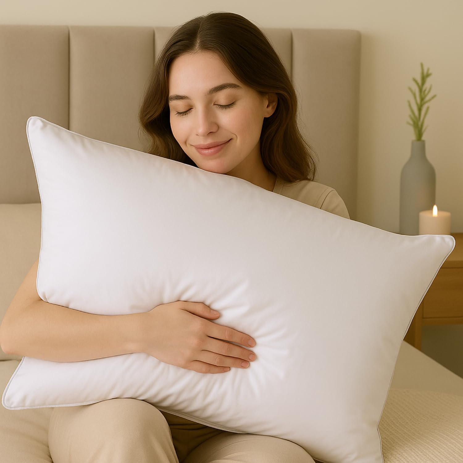 Hungarian White Goose Feather And Down Pillow Pair