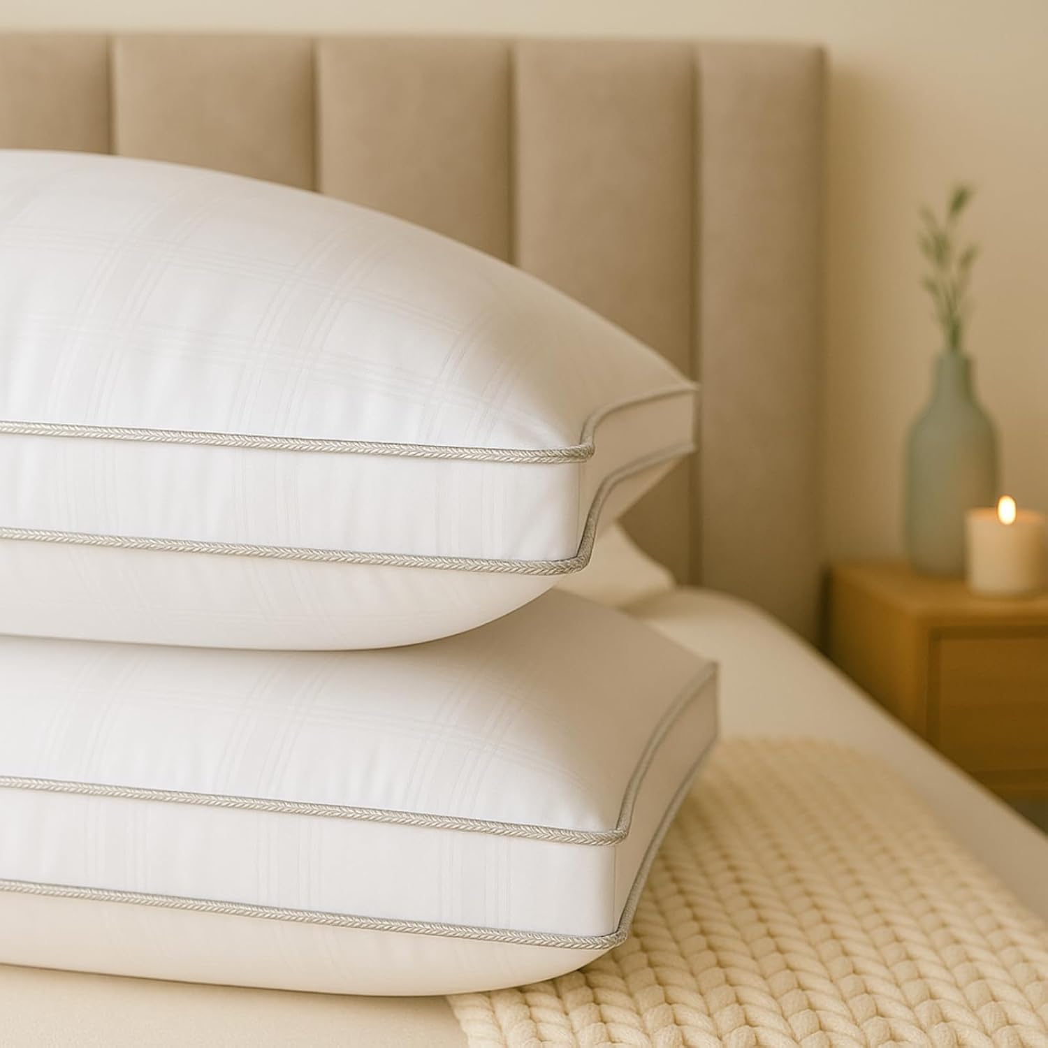 Premium Egyptian Cotton Silk Pillow Pair