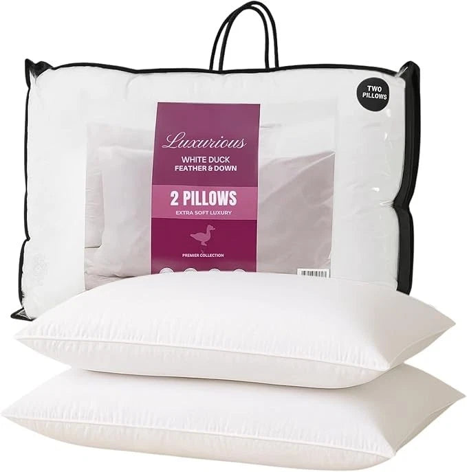 White Goose Duck Feather And Down Pillow Pair
