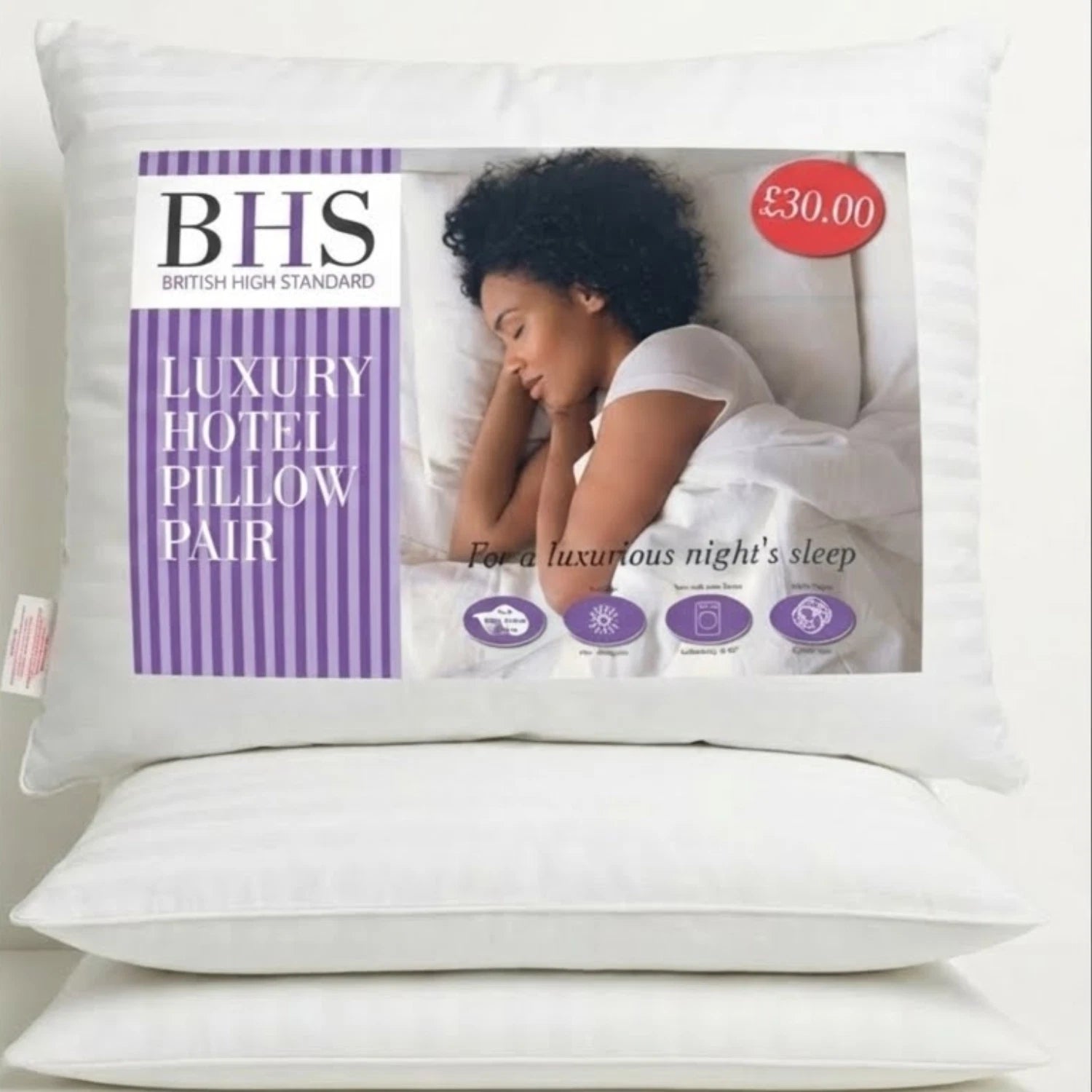 Soft Stripes Hollowfibre Hotel Pillow Pair